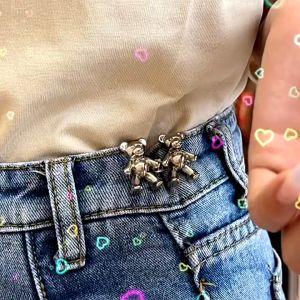 แฟชั่นเกาหลี หมีน้อย กระดุม 11 สี ตะขอกางเกงไม่ต้องเจาะตะขอโลหะ ปรับขนาด เอวยีนส์