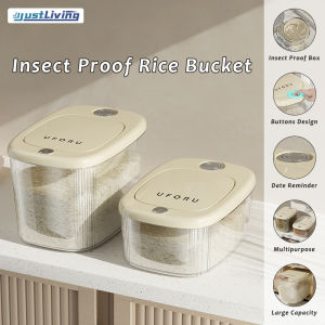 JustLiving 1PC 5/10 KG Kitchen Rice Storage Box Grains Bucket Moisture-proof Sealed Insect-proof LARGE CAPACITY Food Grade Sealed Rice Jars Rice Storage Boxes Sealed Cans Rice Storage Boxes