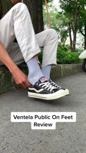 Sepatu Ventela Public Low Black Natural Pria Wanita Sneakers Style Vantela Casual Shoes