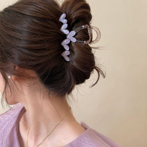 Fancy Heart Grip Female Elegant Half Tie Hairpin Back Head Hair Volume More than Shark Clip Hairpin Minimalistic Headdress