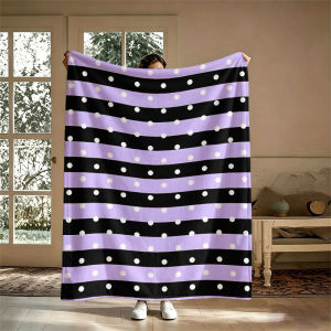 BILIBILI | Chăn Flannel Kẻ Sọc Chấm Bi Màu Hoa Cà Sử Dụng Được 4 Mùa Chống Xù Lông Di Động Dùng Cho Ghế Sofa Văn Phòng Giường Du Lịch Thư Giãn Cắm Trại Phong Cách Hiện Đại Chất Liệu Polyester