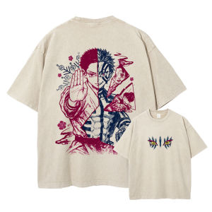 Bandai | Anime Manga Akaza Hakuji T Shirt Vintage Washed Tops Tees Harajuku DTG Print Short Sleeve T-shirt 100% Cotton