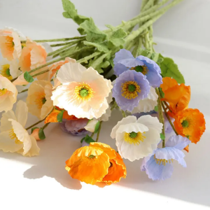 Artificial Silk Poppy 4-Pronged Poppy Flower Silk Flower Decoration