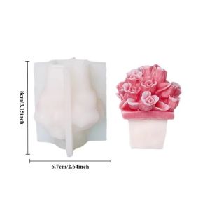 New tulip flower pot shape silicone mold DIY Rose bouquet candle Soap plaster crafts resin mold manual art making tools