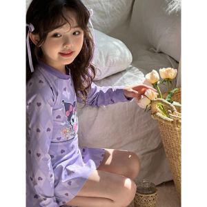 Clow M Kids Swimsuit Zipper Girl Ins Sun Protection Boxer Cartoon Long Sleeve Sun Protection Beach Summer Swimsuit