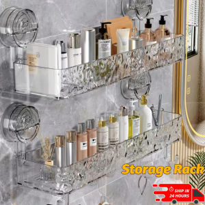 Suction Cup Storage Rack Crystal Suction Cup Shelf Bathroom Wall Mounted Bathroom Shelf Hanging Bathroom Organizer