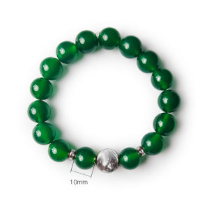 AILEQ | 925 Sterling Silver Natural Chalcedony Green Modern Chinese Style Bracelet