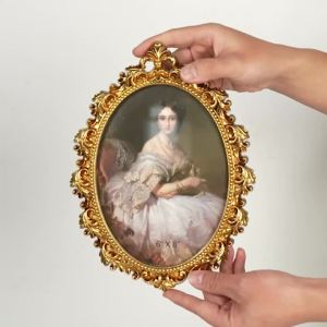 Khung Ảnh Hình Oval Mạ Vàng Phong Cách Châu Âu 1 Cái Họa Tiết 3D Vật Trang Trí Tường Dành Cho Người Lớn Nam Nữ Phong Cách Hiện Đại Kèm Thẻ Ảnh