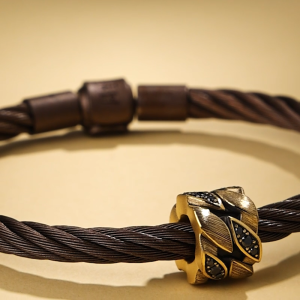 Chow Sang Sang 周生生 999 Gold XL Black Diamond Curb-link Chain Motif Charm for Men 95755C (Bracelet Not Included)