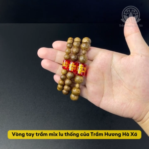 Vòng tay trầm hương mix lu thống omani đeo tay nam nữ mệnh kim thủy mộc hỏa thổ của Trầm Hương Hà Xá