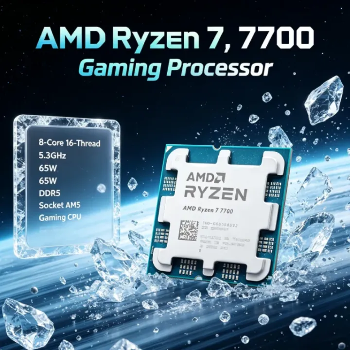 AMD | Ryzen 7 7700 AMD Desktop CPU 5.3GHz 8-Core 16-Thread 65W 5nm 32M L3 DDR5 AM5 100-000000592 No Cooler Type-C