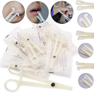 25/12pcs Disposable Body Piercing Plier อะคริลิคเจาะ Clamp สําหรับหูจมูกจมูกลิ้น Septum Piercing Forcep เครื่องมือ