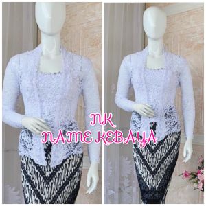 set kebaya brukat kutubaru + longtorso dan rok