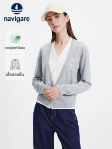Navigare | Gray False Two-piece V-neck Sweater