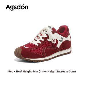 Agsdon | Thick Sole Height-Increasing Red Trainer Shoes