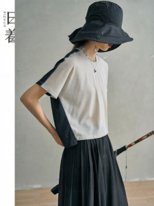 Epaulet Shoulder Loose T-shirt Casual Cotton