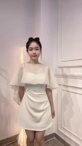 Đầm dự tiệc nhún eo tôn dáng sang chảnh kèm tag và áo choàng Loft Dress