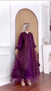 COD Nadine Dress BUSUI Tille Brokat Dress Wanita Terbaru 2025 Kekinian Gamis Viral Dress Kondangan