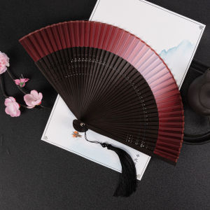 1pc Carved Bamboo Folding Fan Vintage Chinese Style Hollow Fan Wedding Hand Fan Fragrant Party Prop Decor Gift Home Decoration