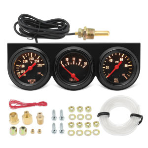 RYSJM | 3-in-1 Car Tripple-Gauge Table LED Meter Set Oil Pressure Voltage Water Temp Combination With 1/8 NPT Sensor For 12V Petrol Car