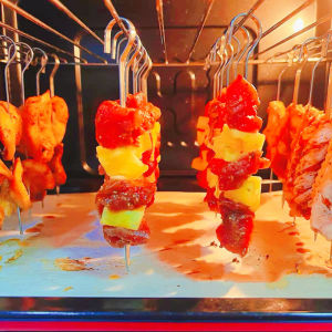 New 304 Stainless Steel 18cm Round Skewer 9-Shaped Hanging Furnace Hook Prod Flat Stick Lamb Skewers Drill Toaster Oven