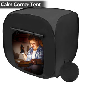 Calm Corner Tent Foldable Pop Up Tent with Storage Bag Portable Oxford Cloth Kid Full Blackout Tent with Door 35.4×35.4×35.4In