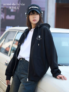 Acme de la vie | Zipper Hooded Sweatshirt Loose Long Sleeve