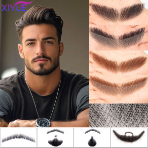 XIYUE synthetic Lace Beard Fake Moustache For Men Mustache Hand Made By Real Hair Cosplay Synthetic Lace Invisible Beards