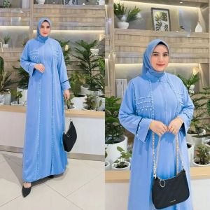 Kamila Abaya Gamis Muslim Wanita Kekiniaan Koreaan Style Viral 2025 Dress Gamis Kamila Abaya Bahan Ceruty Baby Doll Aplikasi Mutiara Payet Gamis Pesta Mewah Kekiniaan Terbaru