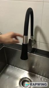 Valencia Modern SS304 Stainless Steel Wall Mount Kitchen Sink Tap Sink Faucet Flexible Hose with 2 Functions Spray Head Satin / Rose Gold c/w Black Kepala paip air sinki paip