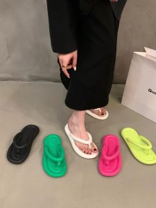 Womens Thick Heel Sandals Summer Outdoor Beach Slip-On Soft Bottom Sensation Flat Heel Korean Style Pure Color Rubber Sole
