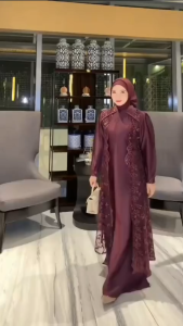 Marbela Dress Velvet Brukat Premium - Dress Wanita Dewasa Busui & Wudhu Friendly Outfit Hijab Elegan dengan Detail Bordir Mewah