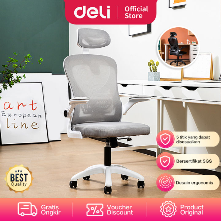 Deli Office Chair / Kursi Kantor / Kursi Kerja Jaring Dengan Bantalan Tangan E4930