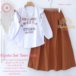 [[ New Arrival ]] Setelan Baju Muslim Anak Remaja Perempuan Kaos Lengan Panjang Dan Rok Kiyoto Kinan Venus Melodia Set Kids By Fasha Setelan Kaos Anak usia 10-15 Tahun Set Rok Anak Lengan Panjang Outfit Baju Anak Lucu Model Terbaru Oneset Katun Combed