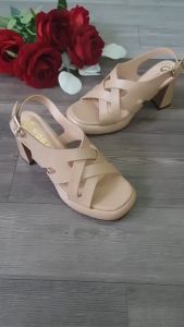 [ẢNH THẬT] Sandal nữ đan dây gót vuông quai cài sau ROSATA RO596 cao 7p - Nude - HÀNG VIỆT NAM - BKSTORE