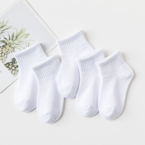 5 Pairs/Lot Summer New Children Cotton Socks Fashion Pure Black White Gray For 1-12 Years Kids Teen Student Baby Girl Boy Socks