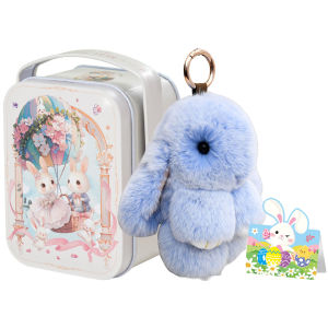 Fluffy Cute Bunny 15CM Fur Keychain Rabbit Gift Toy Doll Women Bag Pendant Charm Car Key Keyring Metal Ring Pendant Gifts