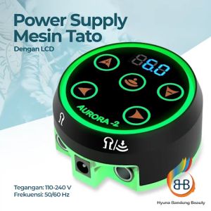 【HBB AURORA】 Mesin Tato Power Supply Digital LCD Memiliki 2 Mesin Dinamo Tatto Tegangan: 100-240 V -S733 Aurora 2 Power Supply Tattoo Aurora