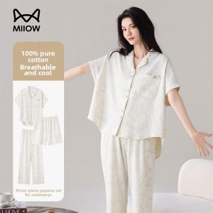 MiiOW | 100 Cotton Loose Three Piece Pajama Set