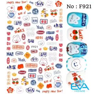 Sticker Hình Dán Móng Nail Ngày Tết 2023 Họa Tiết Chữ Trung Phát Tài May Mắn Đại Cát Happy New Year F921