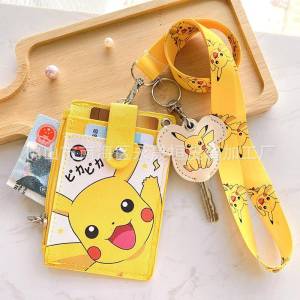 Neck Hanging Zipper Coin Card Holder Cartoon Cute Student ID Badge Lanyard