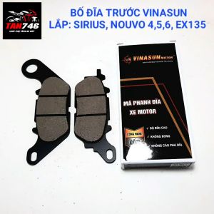 Má phanh bố thắng đĩa trước VINASUN Lắp EXCITER 135 heo dầu 1 piston Sirius xăng cơ đời 2016 về trước Nouvo 456 và một số dòng xe khác