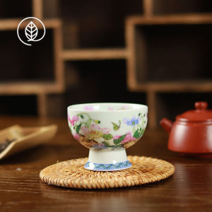 Cốc Trà Gốm Sứ Jingdezhen Eryushan Chân Cao Cốc Trà Gia Đình Cốc Trà Gốm Cổ Điển Đơn Cốc Trà Gốm Sứ Thủ Công