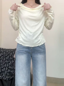 Áo Thun Dài Tay Cổ Tròn Ôm Vừa Vặn Thời Trang Thu Đông Cho Nữ Cỡ Lớn Có Thắt Nơ Thắt Nút Hình Bướm Thanh Lịch