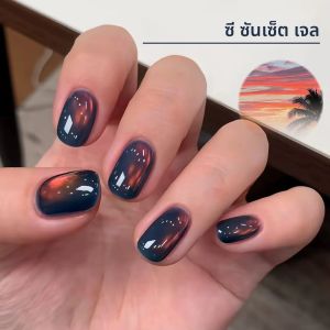 ยาทาเล็บเจล PSK ลายแมวตา 1 ชิ้น สำหรับฤดูใบไม้ร่วงและฤดูหนาว สีขาวอมชมพูไล่เฉดสีแบบซาติน สำหรับตกแต่งเล็บ