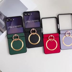 Ốp Lưng Điện Thoại Samsung Galaxy Z Flip 8/7/6/5/4 Flip7 FE Bằng Da PU Cao Cấp Tích Hợp Sạc Không Dây Từ Tính - Vỏ Điện Thoại Kèm Vòng Đeo Tay Và Lớp Bảo Vệ Mặt Lưng