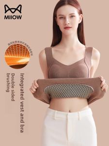 miiow | Womens Fleece Lined Integrated Tank Top Vest Warm Strapless Bra With Chest Pad Thickened Autumn Winter Seamless Underwear