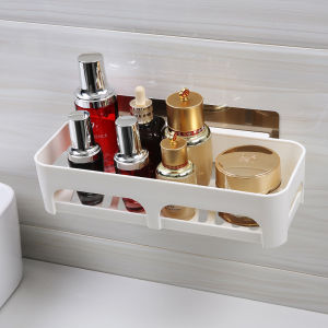 Bathroom Wall-Mounted Storage Rack Toilet Washstand Suction Cup Hanging No Drilling Plastic Organizer for Bathroom And Toilet