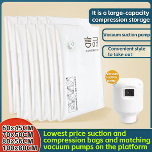 Vacuum Storage Bag Ziplock for Travel Vacuum bag 60x45CM 70x50CM 80x56CM 100x80CM Foldable Storage compression Clothes Sealer bag Inflatable and inhaled Vacuum Pump
