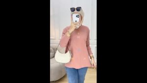 Baju Atasan Wanita Ootd Hijab Lubis Blus Bahan Knit Ukuran M L XL XXL 3XL Blouse Remaja Korean Style Kekinian Ootd Casual Hijab Viral Terbaru